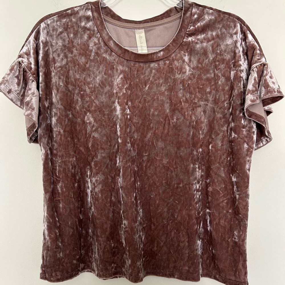 Altar’d State Velvet‎ Flutter Sleeve Short Sleeve Top Pink Size Small